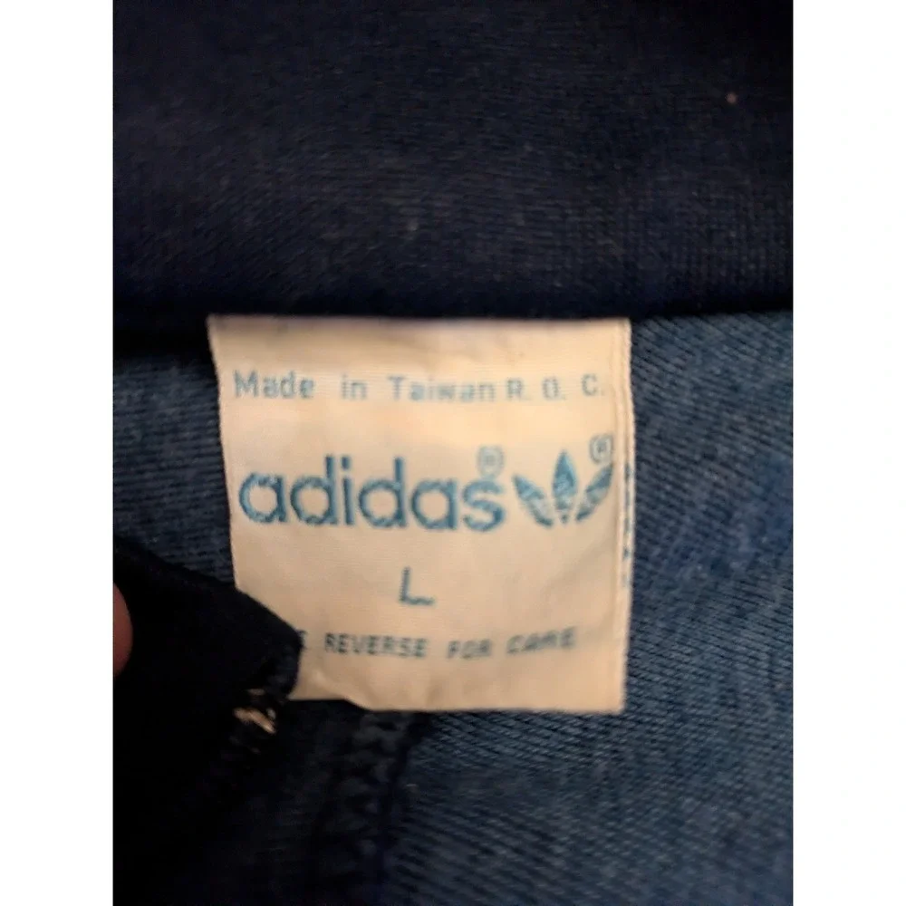 1970 Retro Adidas Track Jacket Red Navy White 3 Stripe Zip Up Taiwan Large - Picture 2 of 5